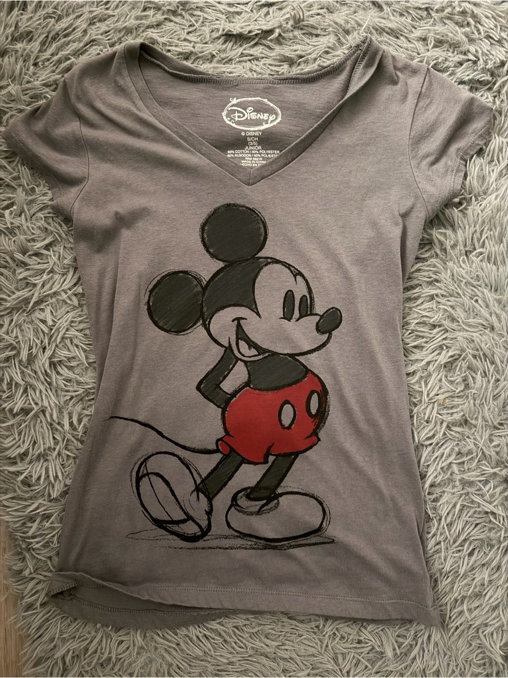 Disney Gray Tee with Black and Red Mickey Graphic